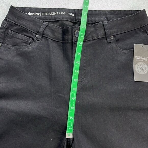Avenue Denim Straight Leg Black High Rise Butter Stretch Jeans 14A NEW - Picture 12 of 13